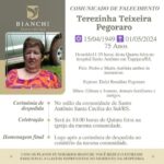 Nota de falecimento: Terezinha Teixeira Pegoraro